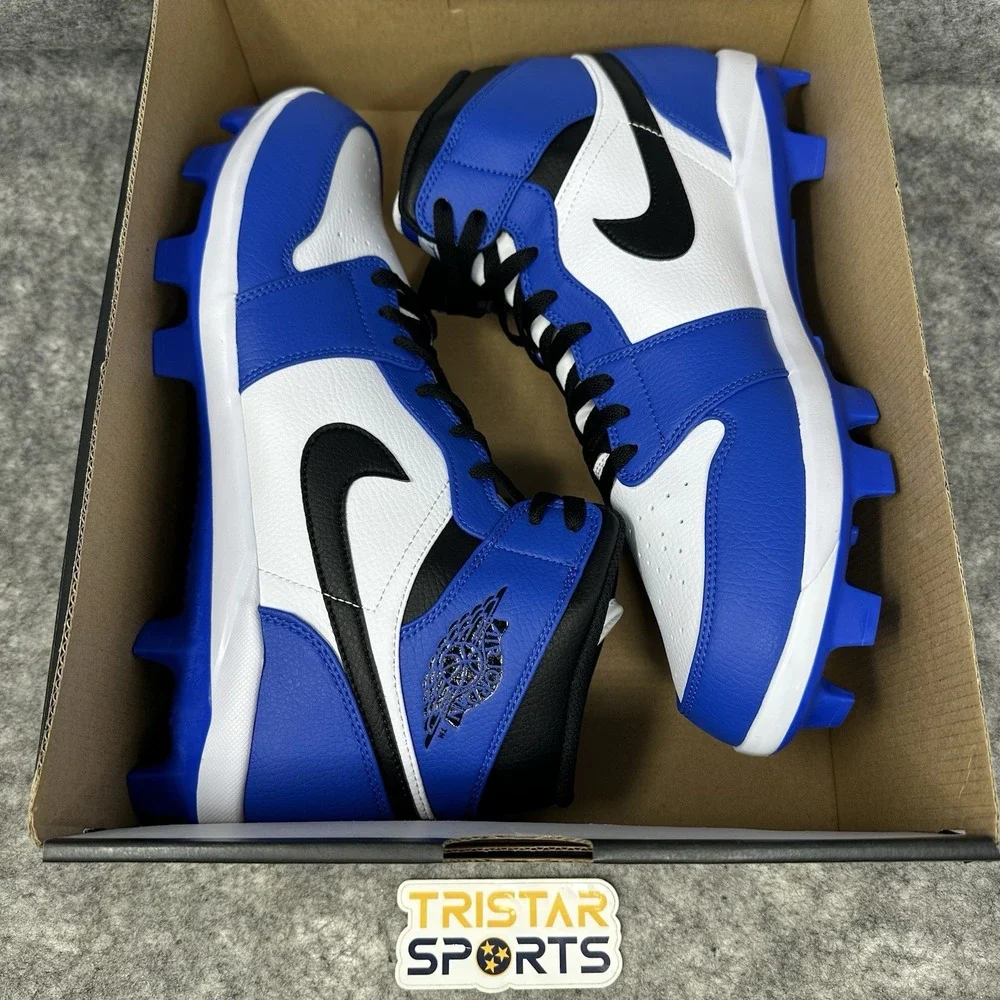 Nike Air Jordan 1 Mid MCS Baseball Cleats Mens Size 13 Game Royal White Black